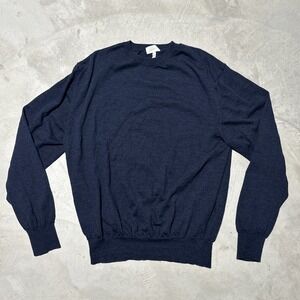 Brioni Men's Dark Blue 100% Lama Pullover Sweater Size IT 54 US M/L Crew Neck